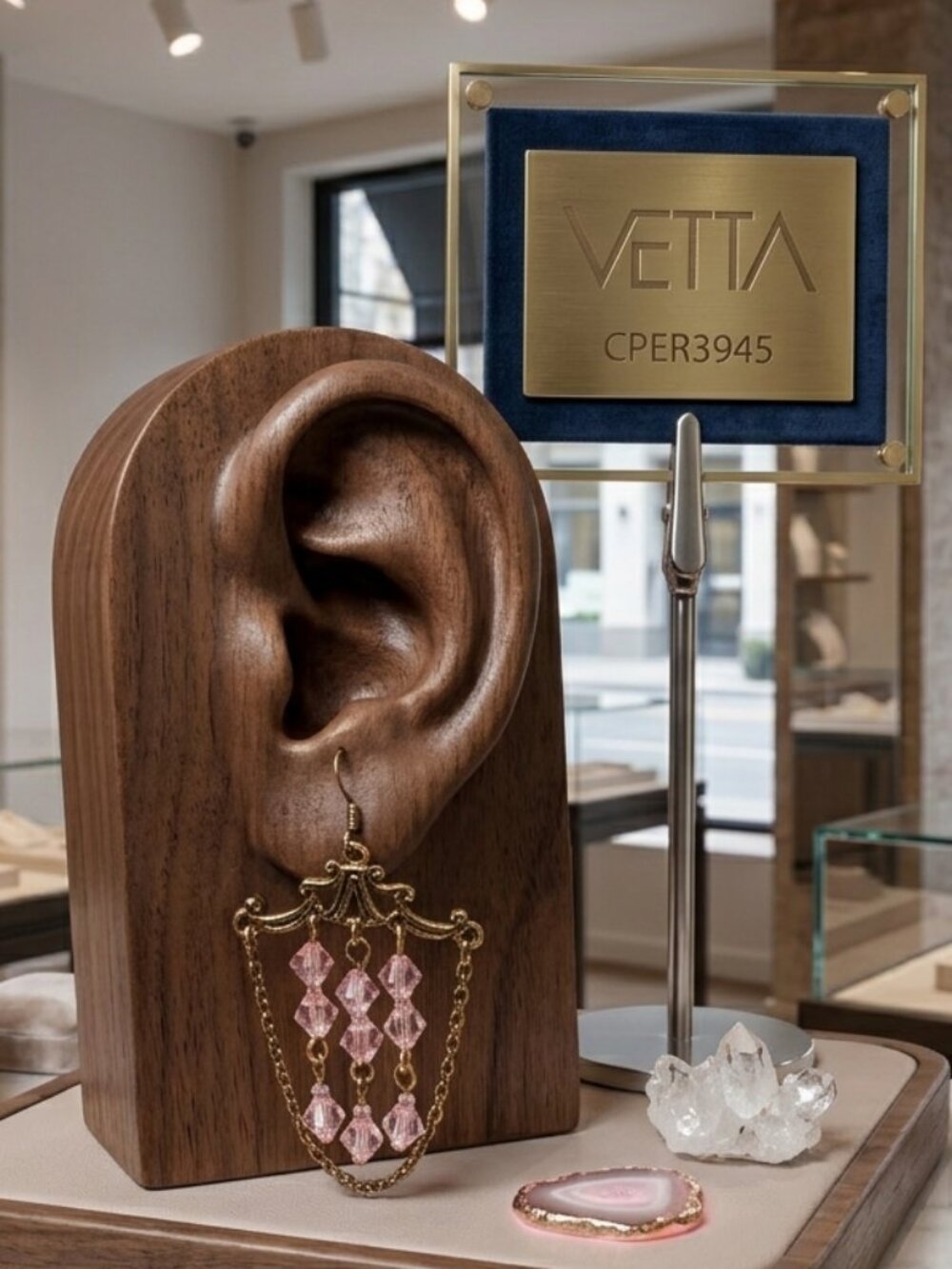 Vetta Chandelier Earrings Gold Tone Pink Beaded Dangle Vintage Style